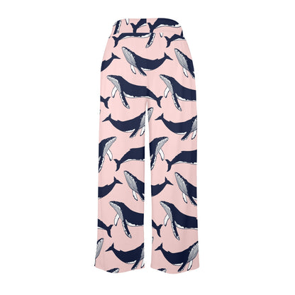 Humpback Whale Pattern Print Design 02 Women's Wide Leg Lounge Pants