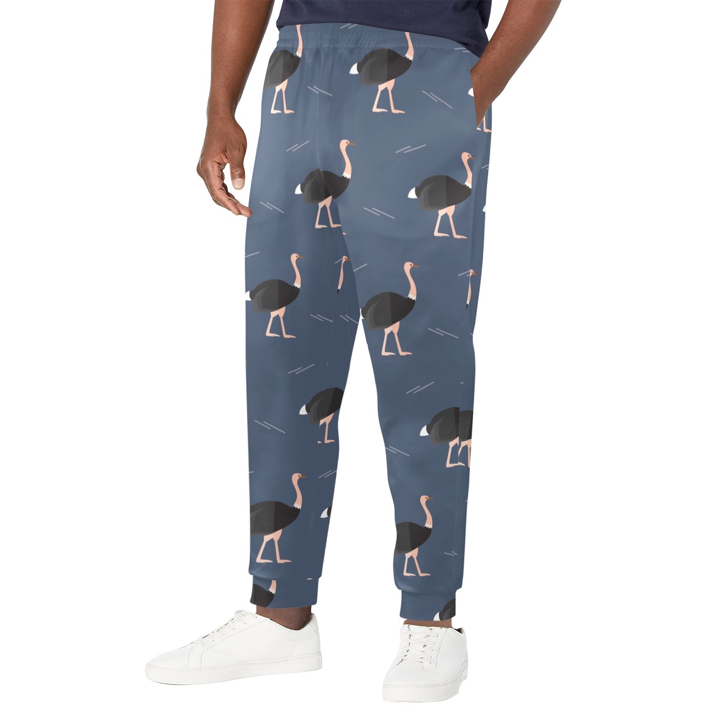 Ostrich Pattern Print Design 04 Men's Casual Track Pants