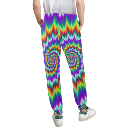 Optical illusion Pulsing fiery spirals Women's Casual Track Pants