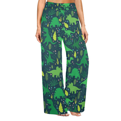 dinosaur Design Print Pattern JJ0100 Women's Wide Leg Lounge Pants