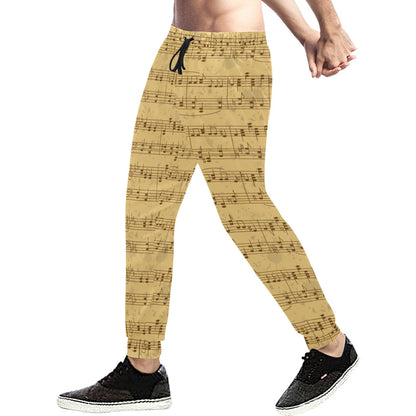 Music Note Vintage Themed Print Men's Sweatpants