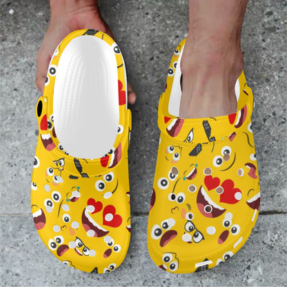 Emoji Face Print Pattern Unisex Clogs Shoes