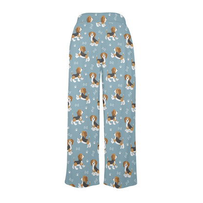 Beagle Pattern Print Design 02 Women's Wide Leg Lounge Pants