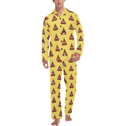 Emoji Poop Print Pattern Men's Long Pajama Set