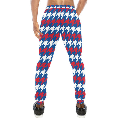 Patriotic Houndstooth Pattern Print Design A02 Men's Sweatpants