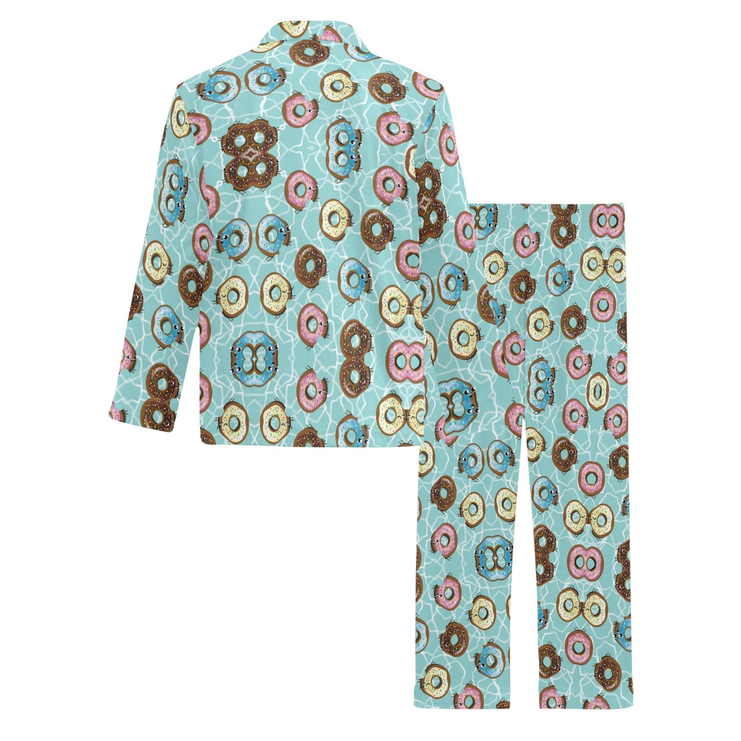 Emoji Donut Print Pattern Men's Long Pajama Set