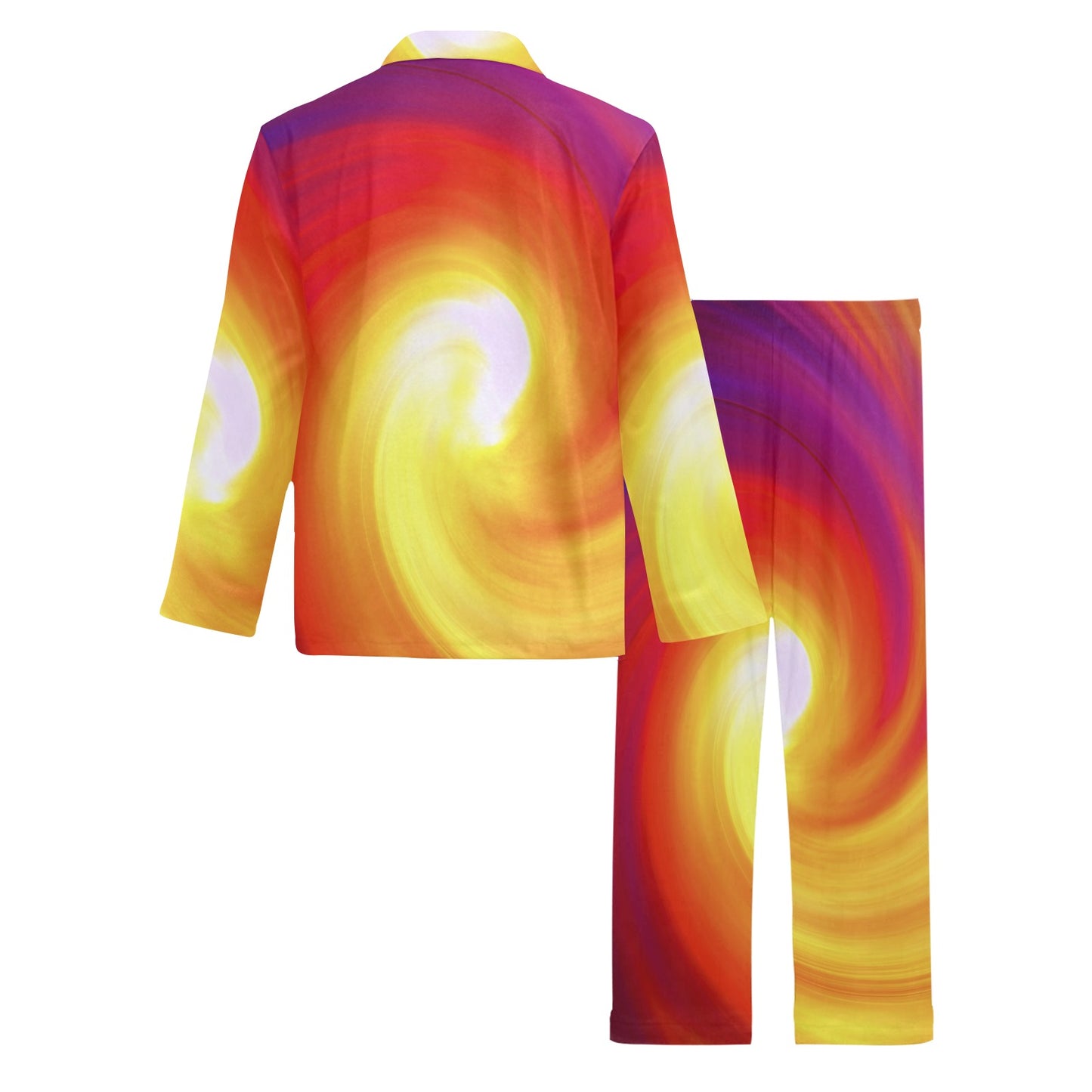 Vortex Twist Swirl Flame Themed Men's Long Pajama Set