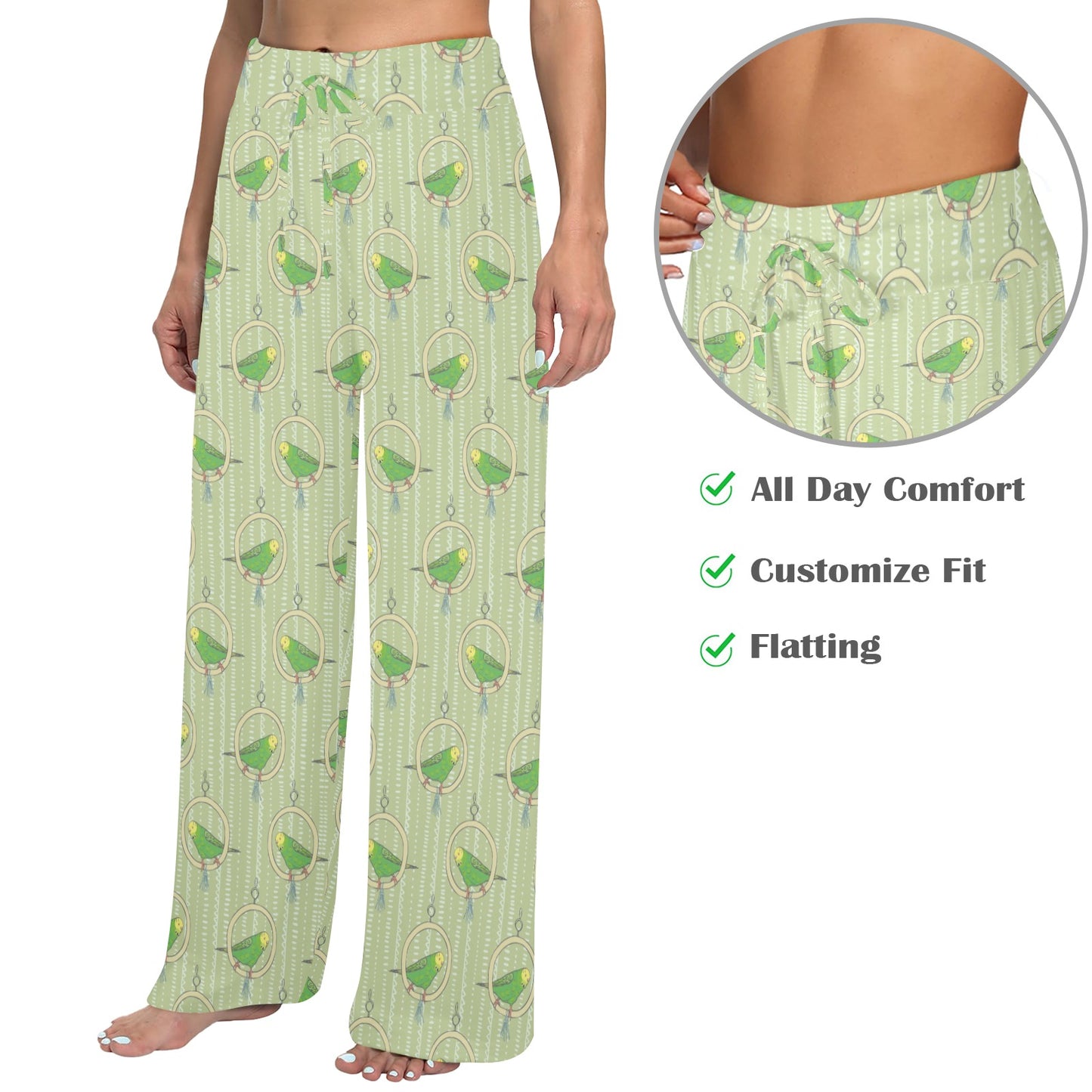 Budgerigar Pattern Print Design 02 Women's Wide Leg Lounge Pants