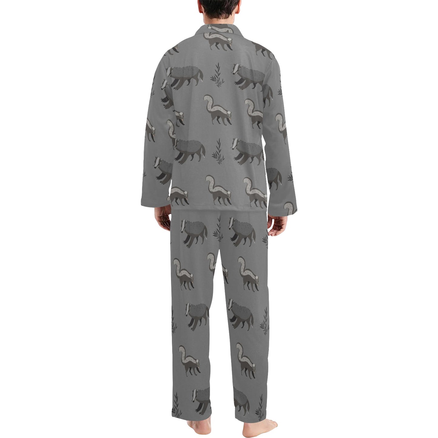 Skunk Print Design LKS301 Men's Long Pajama Set