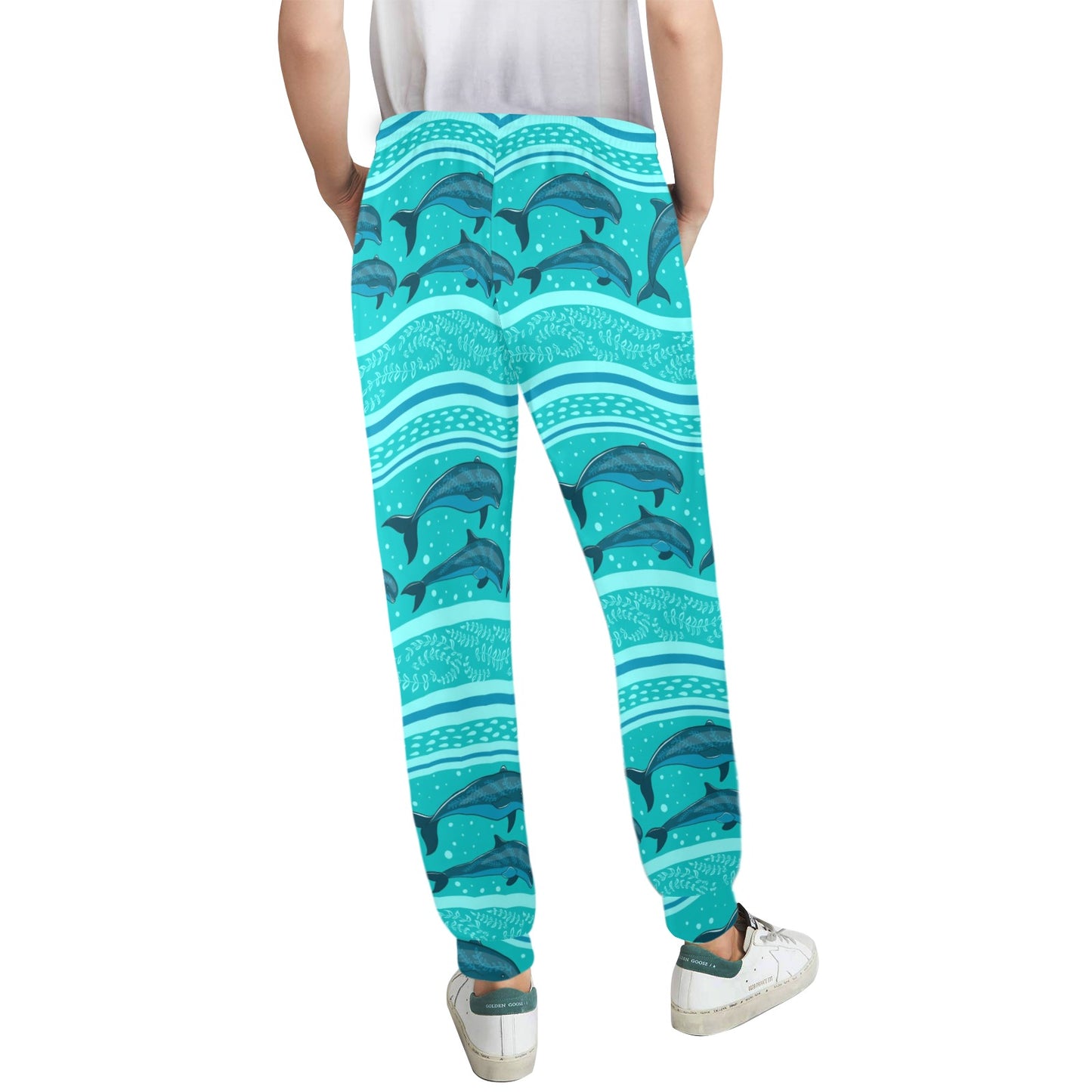 Dolphin Pattern Shower Curtain Women's Casual Track Pants