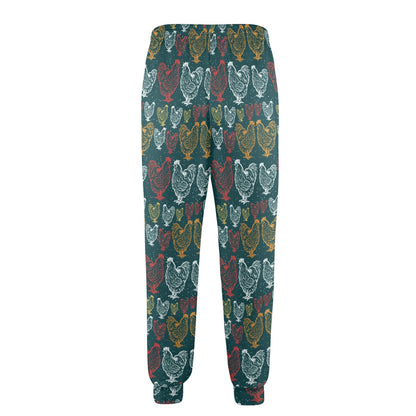 Rooster Hand Draw Design Men's Casual Track Pants
