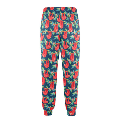 Sloth Red Design Themed Print Men's Casual Track Pants
