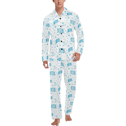 Hockey Print Design LKS303 Men's Long Pajama Set