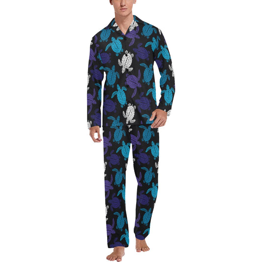 Sea Turtle Print Design LKS306 Men's Long Pajama Set