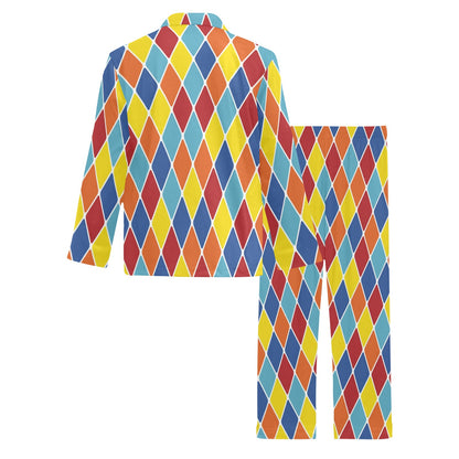 Harlequin Pattern Print Design 01 Men's Long Pajama Set