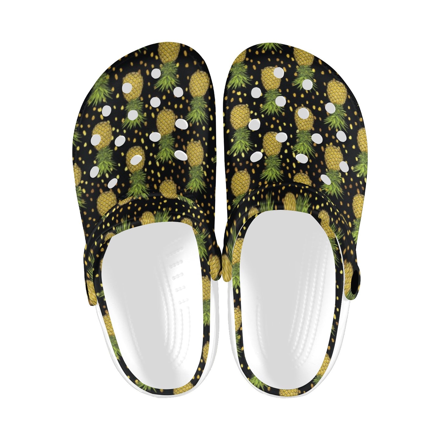 Pineapple Gold Dot Themed Print Unisex Clogs Shoes