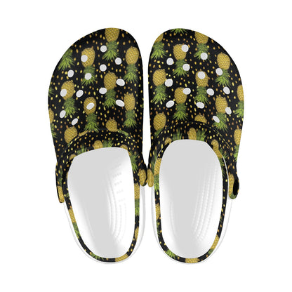 Pineapple Gold Dot Themed Print Unisex Clogs Shoes