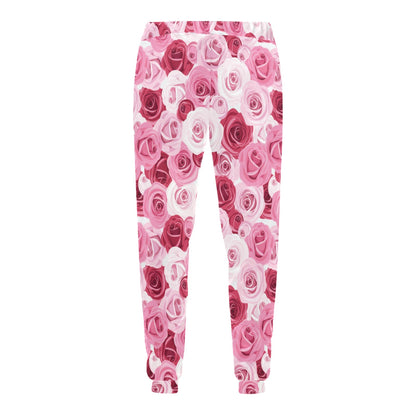 Pink Red Rose Pattern Print Men's Sweatpants