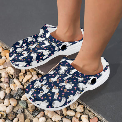 Alpaca Heart Star Design Themed Print Unisex Clogs Shoes