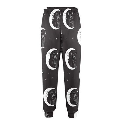 Moon with Cat Pattern Print Design 04 Men's Casual Track Pants