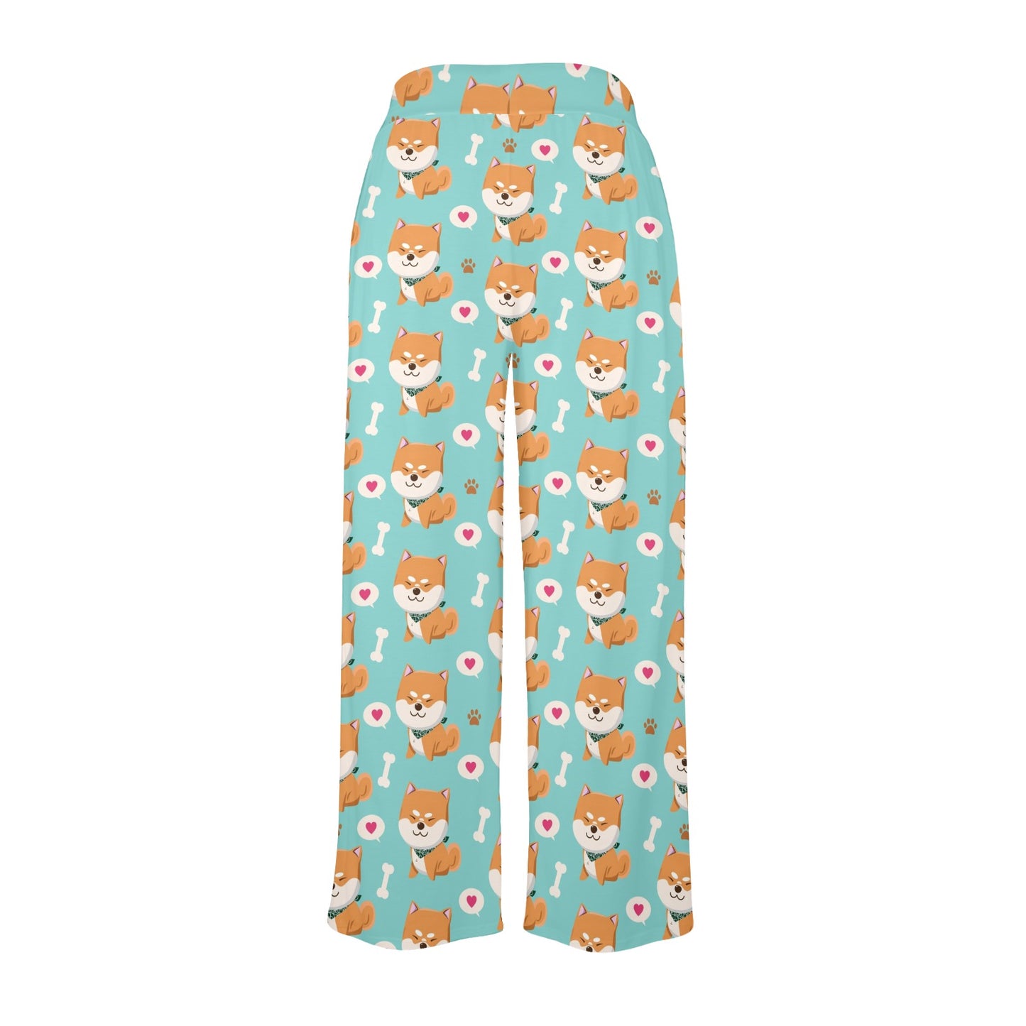 Shiba Inu Print Design LKS3013 Women's Wide Leg Lounge Pants
