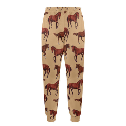 Brown Horse Print Pattern Men's Casual Track Pants