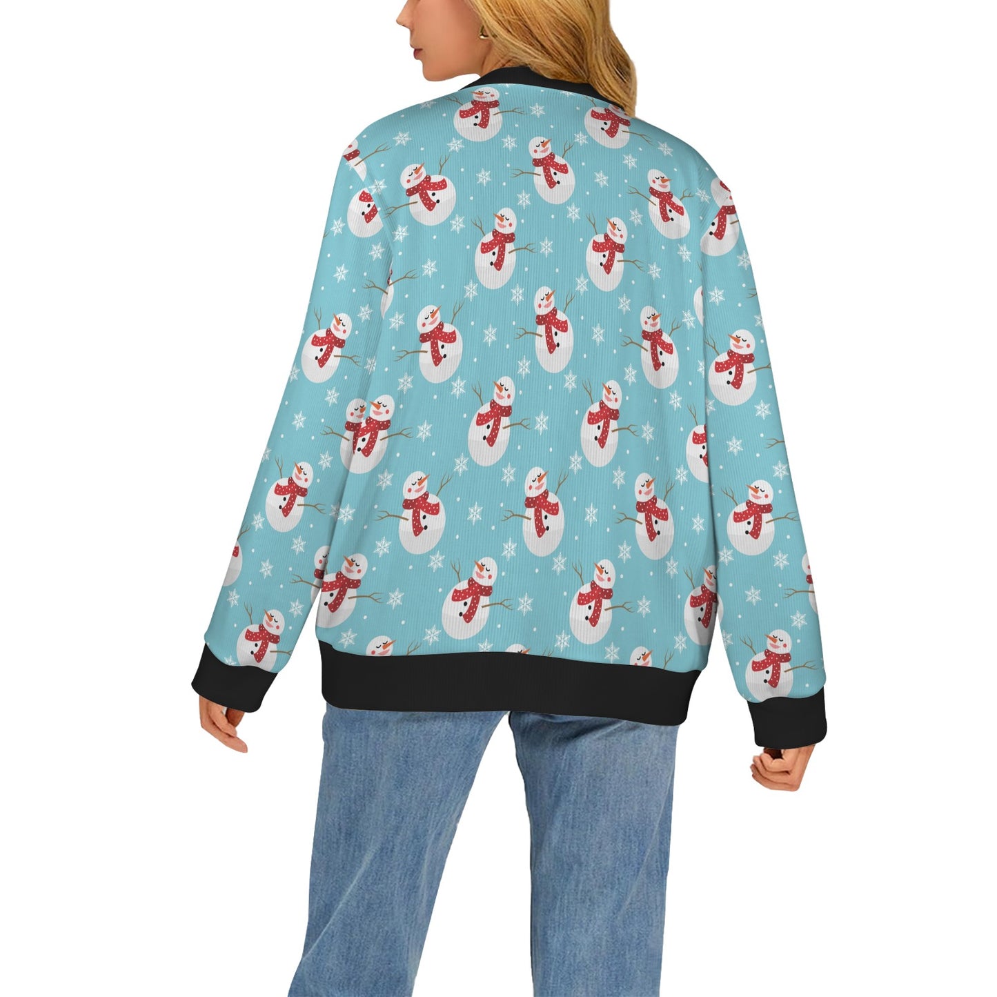 Snowman Print Design LKS304 Women's Cardigan