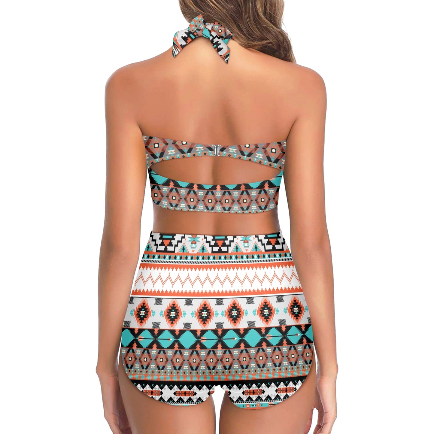 Tribal Aztec Indians pattern Halter Neck Bikini Swimsuit