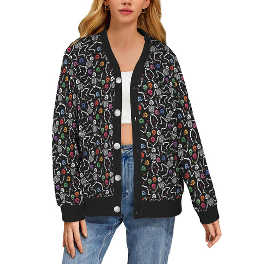 Skeleton Print Design LKS307 Women's Cardigan