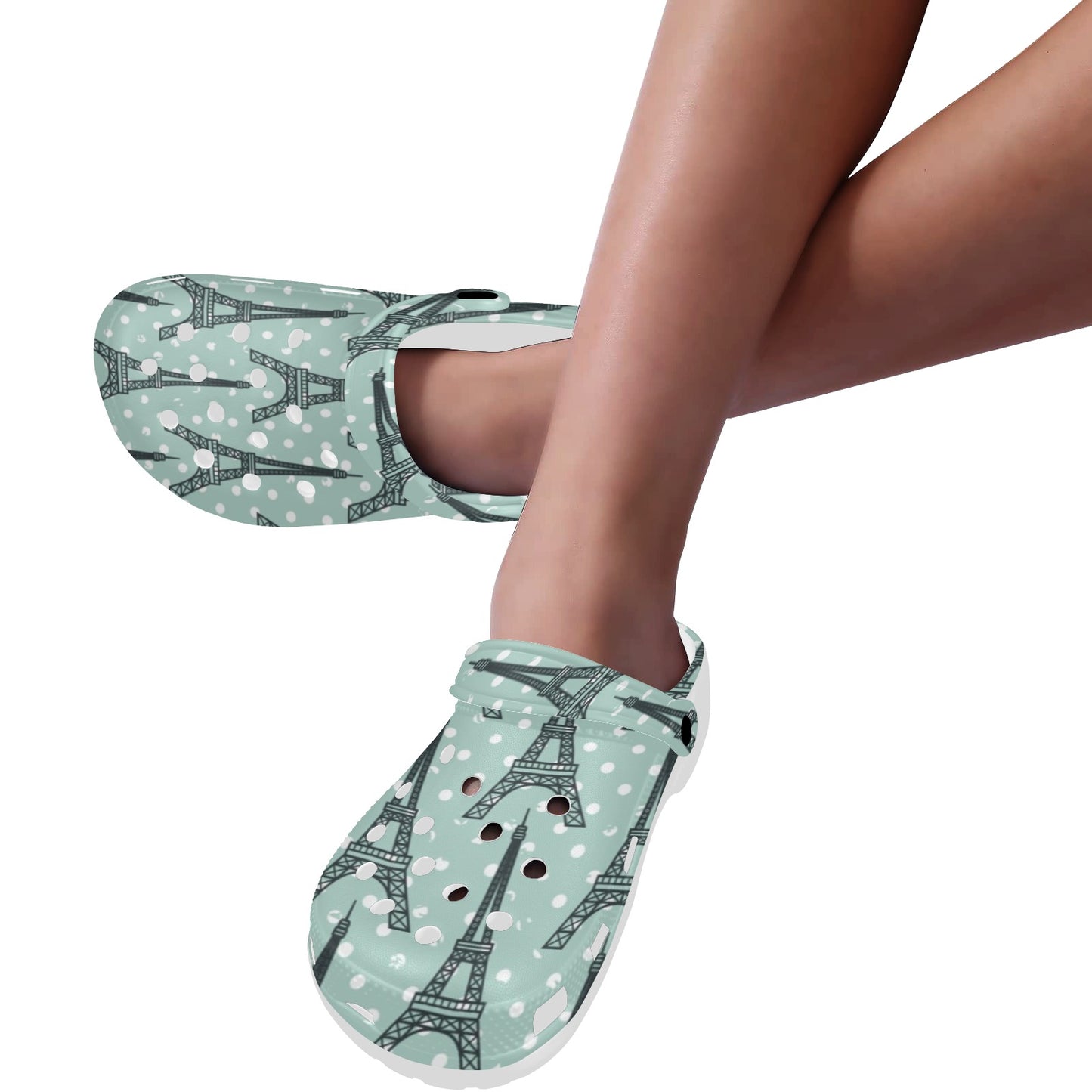 Eiffel Tower Polka Dot Print Unisex Clogs Shoes