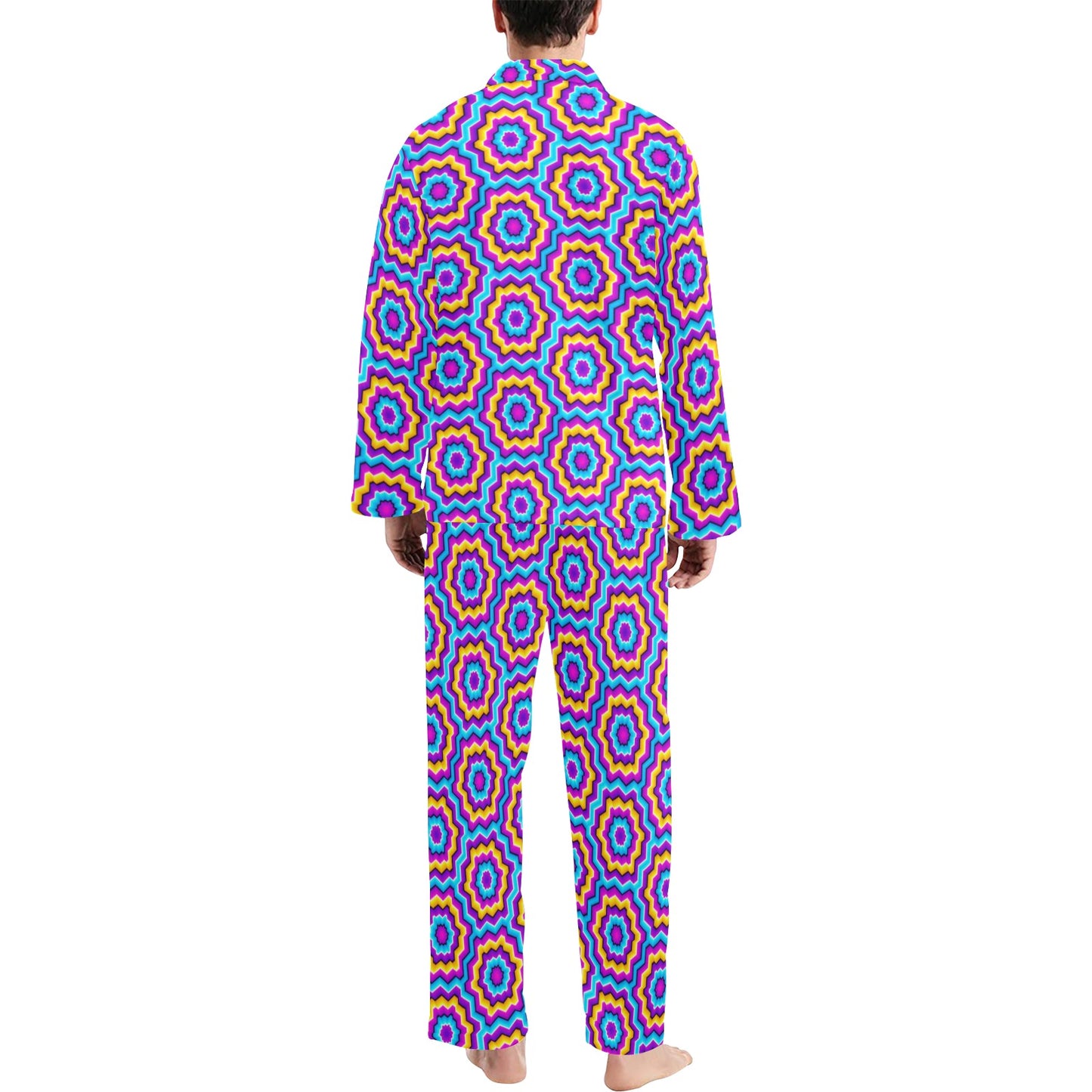 Optical illusion Techno Movement Men's Long Pajama Set