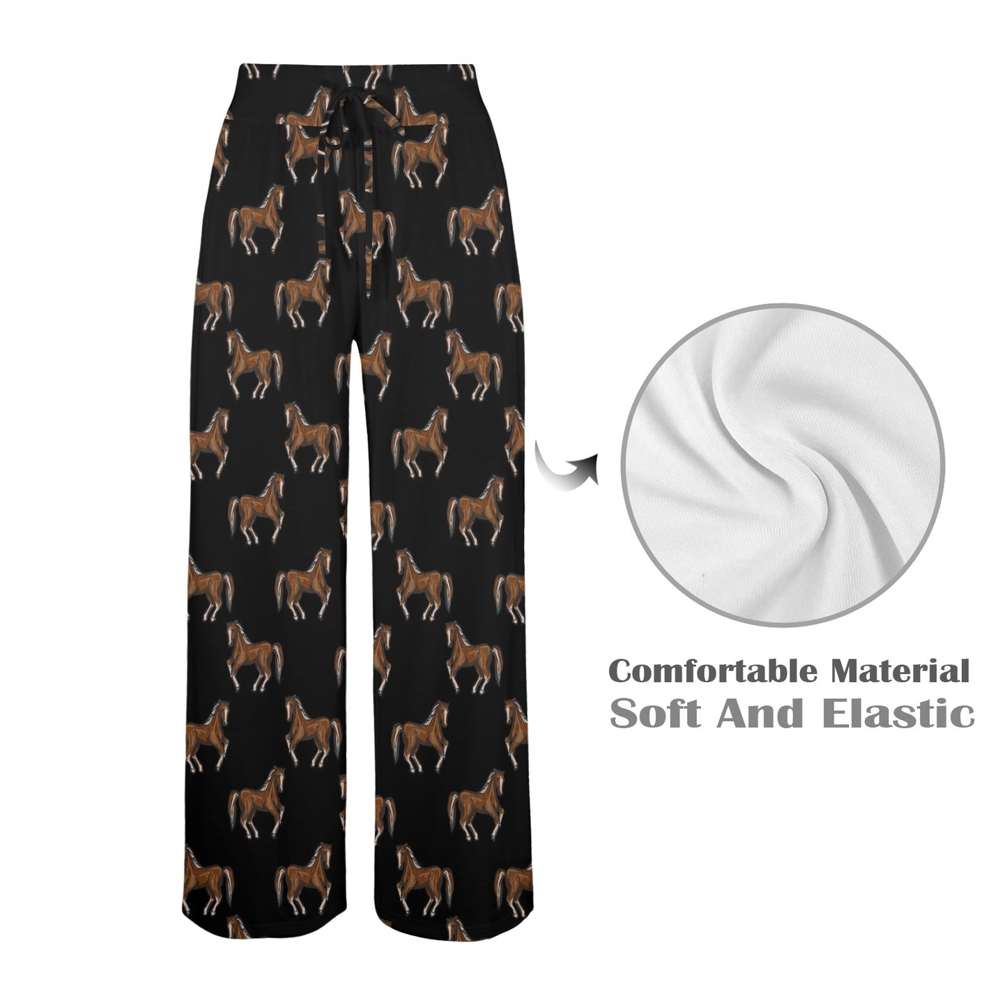 Horse Print Design LKS3010 Women's Wide Leg Lounge Pants