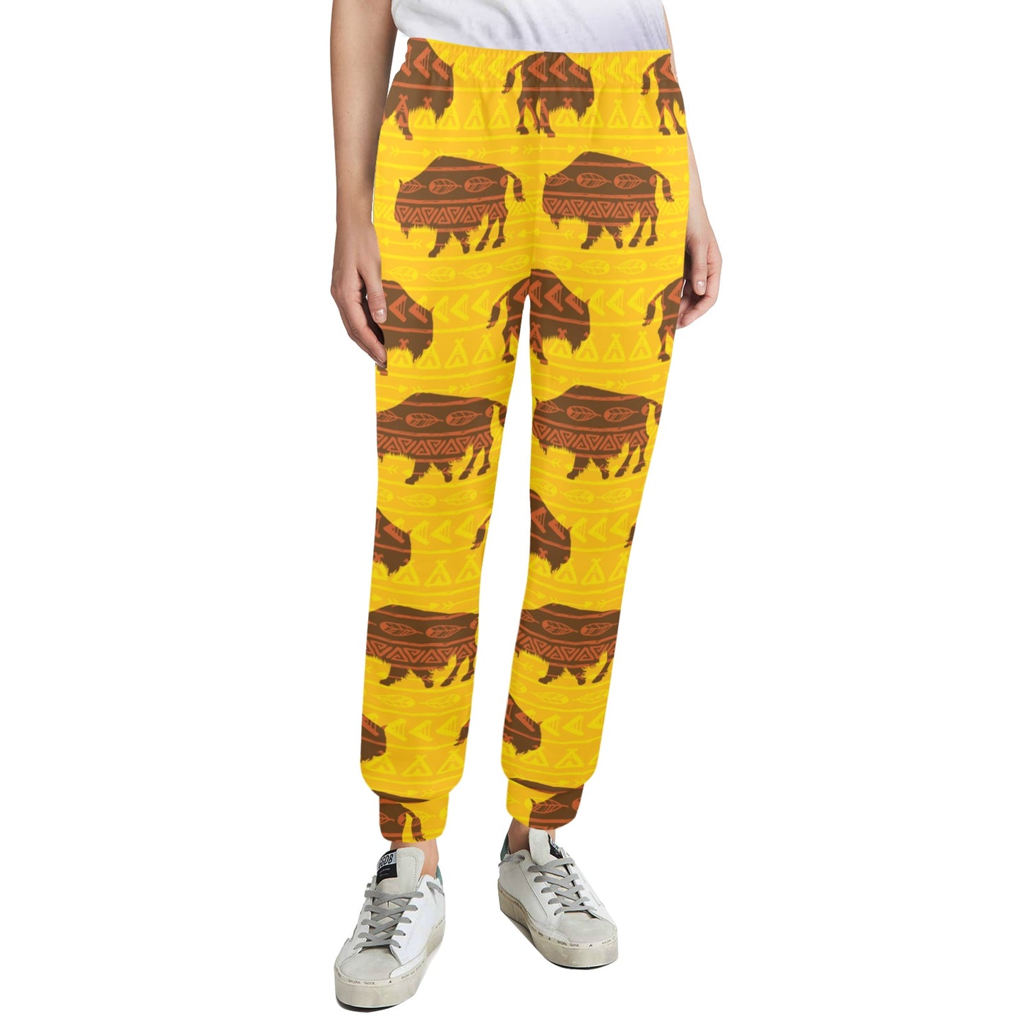 Bison Native Pattern Print Design 01 Women's Casual Track Pants
