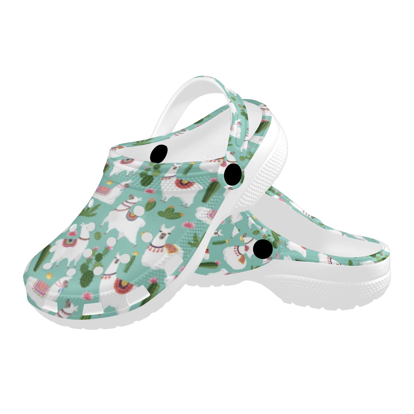 Llama with Cactus Themed Print Unisex Clogs Shoes
