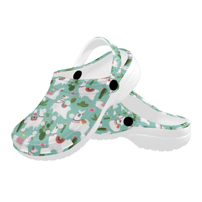 Llama with Cactus Themed Print Unisex Clogs Shoes