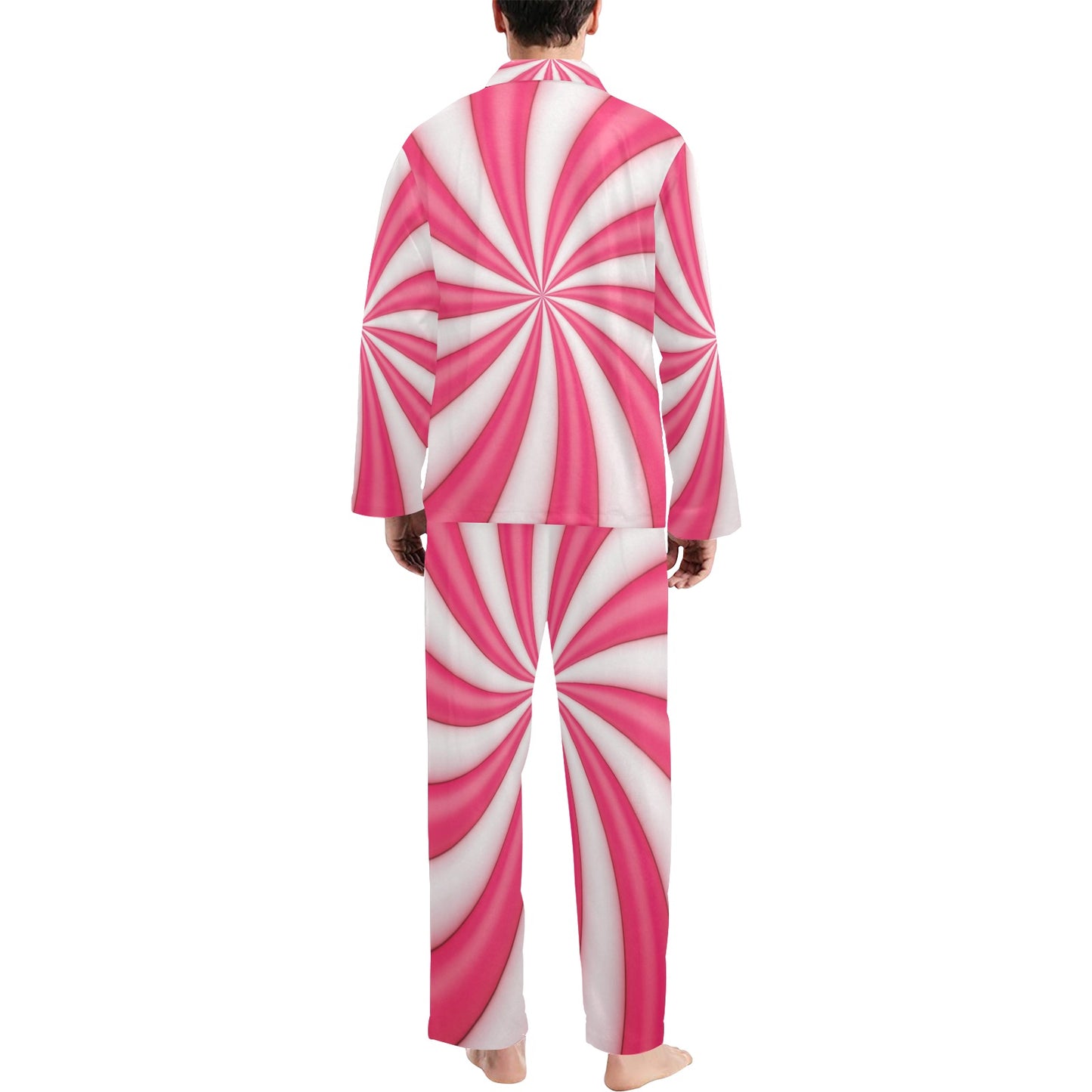 Vortex Twist Swirl Candy Print Men's Long Pajama Set