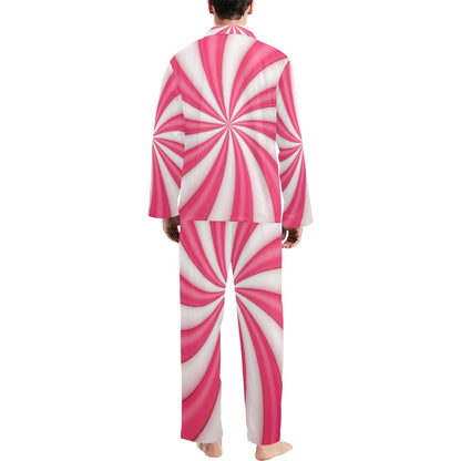 Vortex Twist Swirl Candy Print Men's Long Pajama Set