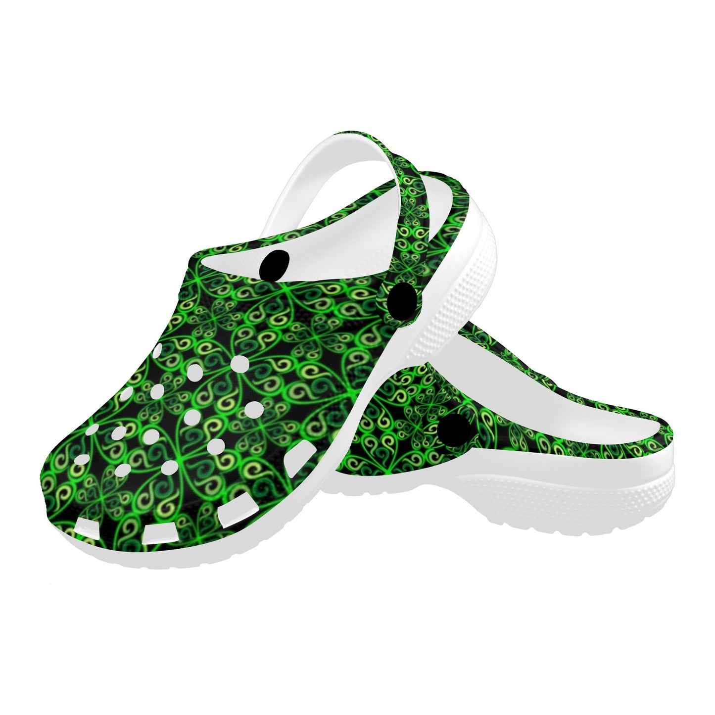 Celtic Green Neon Design Unisex Clogs Shoes
