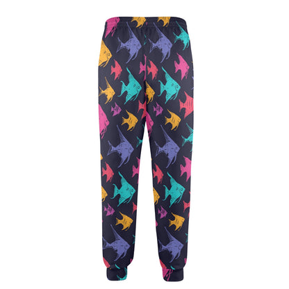 Angelfish Colorful Pattern Print Design 03 Men's Casual Track Pants