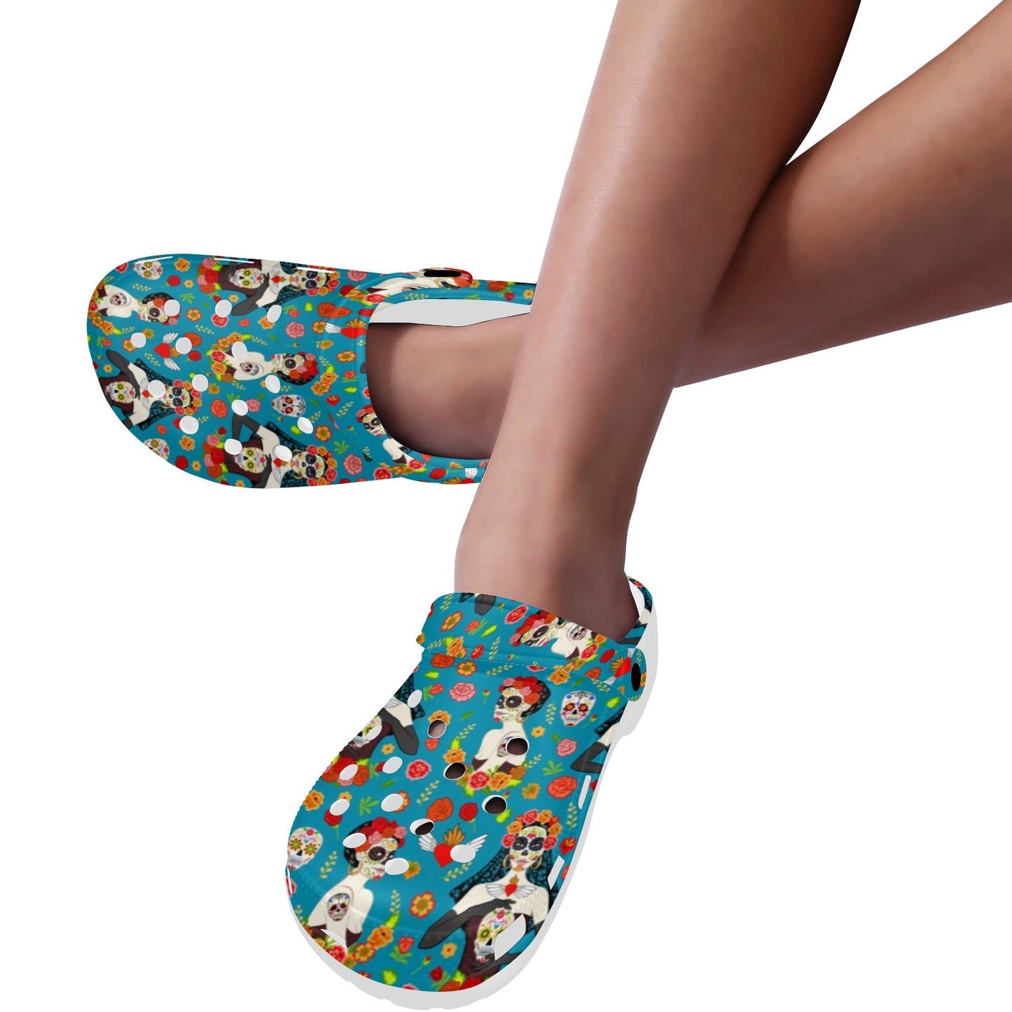 Day of the Dead Old School Girl Design Unisex Clogs Shoes