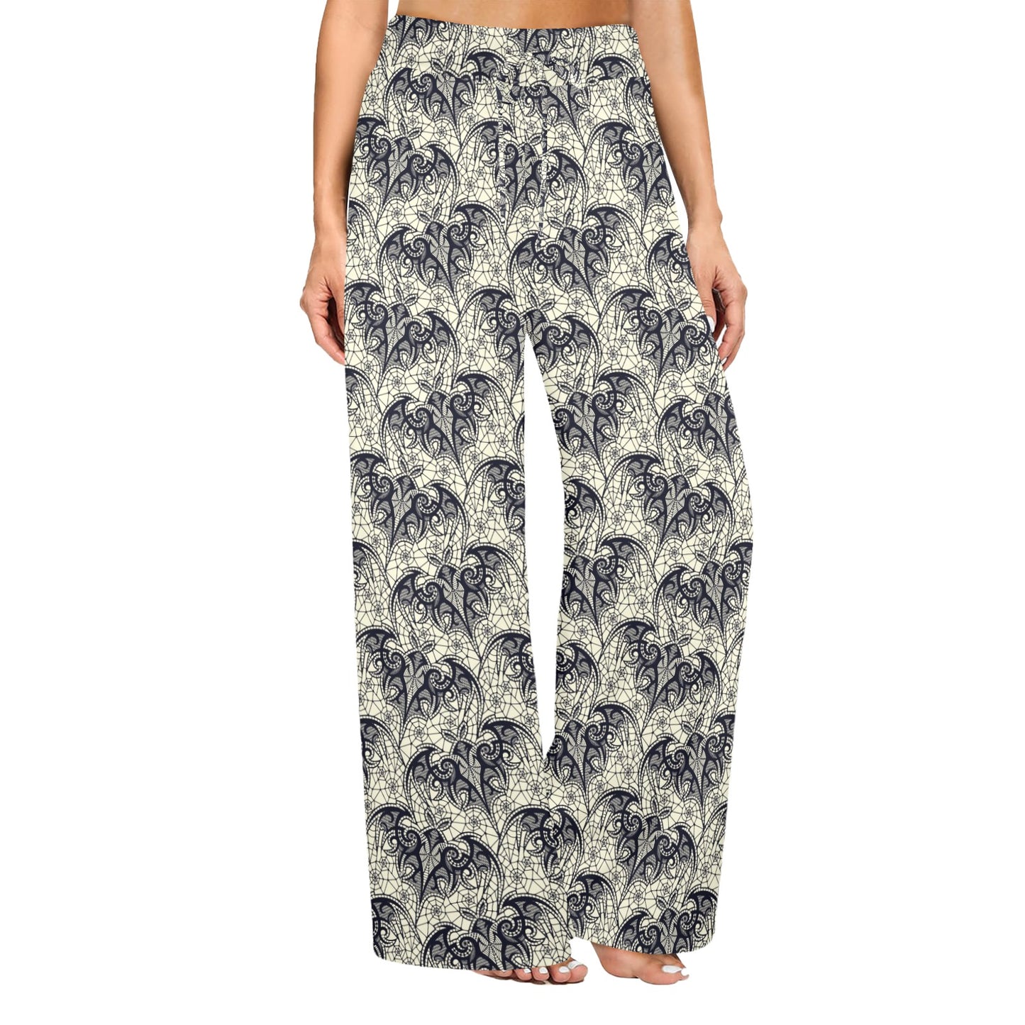 Bat Tribal Pattern Print Design 06 Women's Wide Leg Lounge Pants
