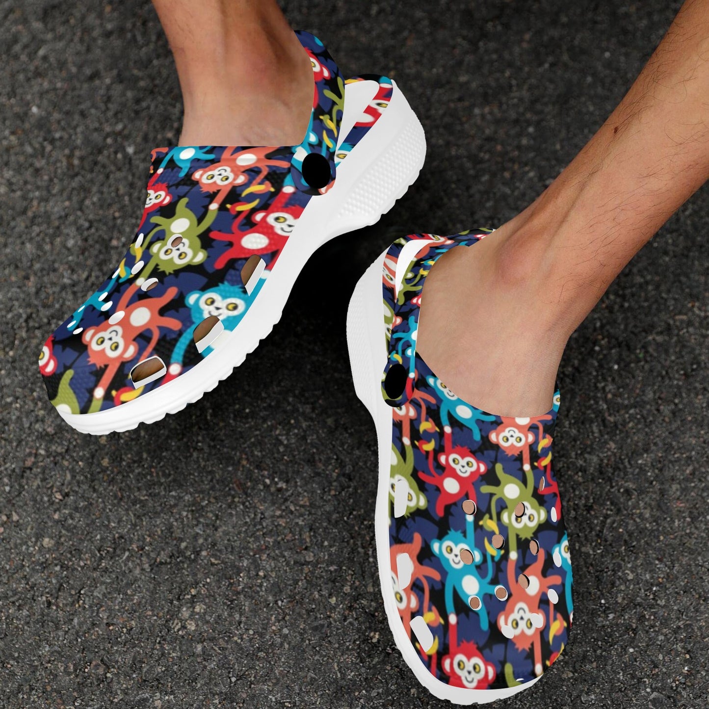 Monkey Colorful Design Themed Print Unisex Clogs Shoes