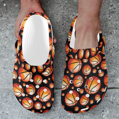 Basketball Black Background Pattern Unisex Clogs Shoes