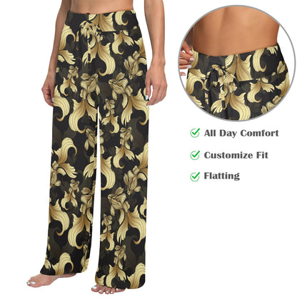 Goldfish Pattern Print Design 02 Women's Wide Leg Lounge Pants