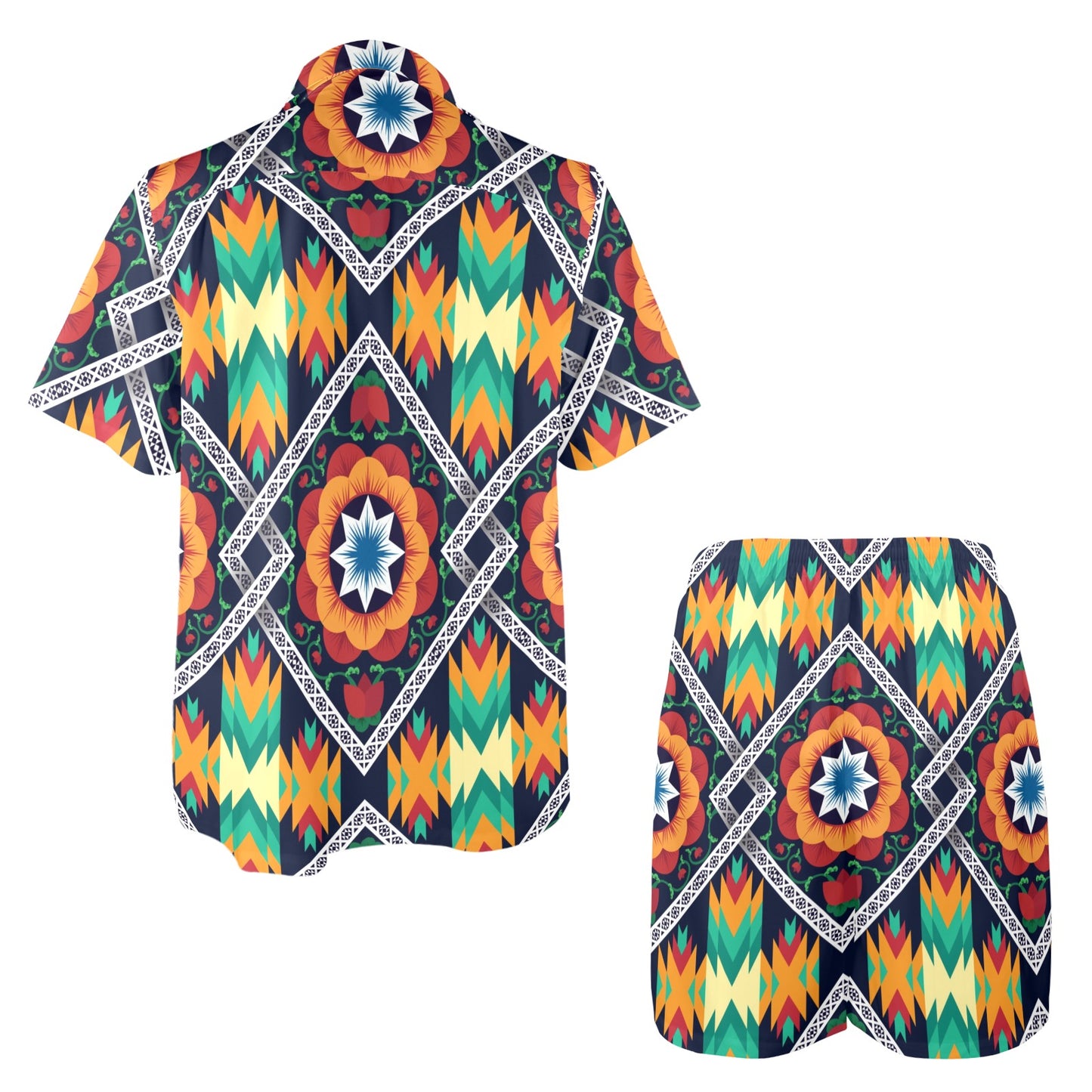 African Kente Men's Beach Shirt and Shorts Set