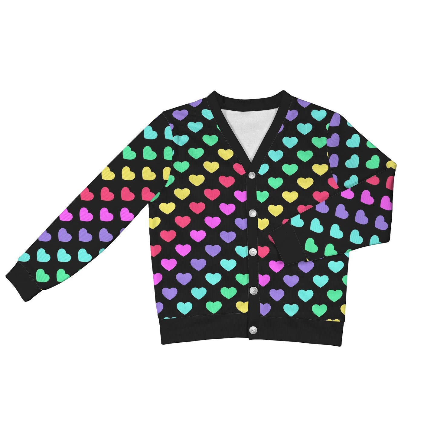 Heart Rainbow Pattern Print Design HE02 Women's Cardigan