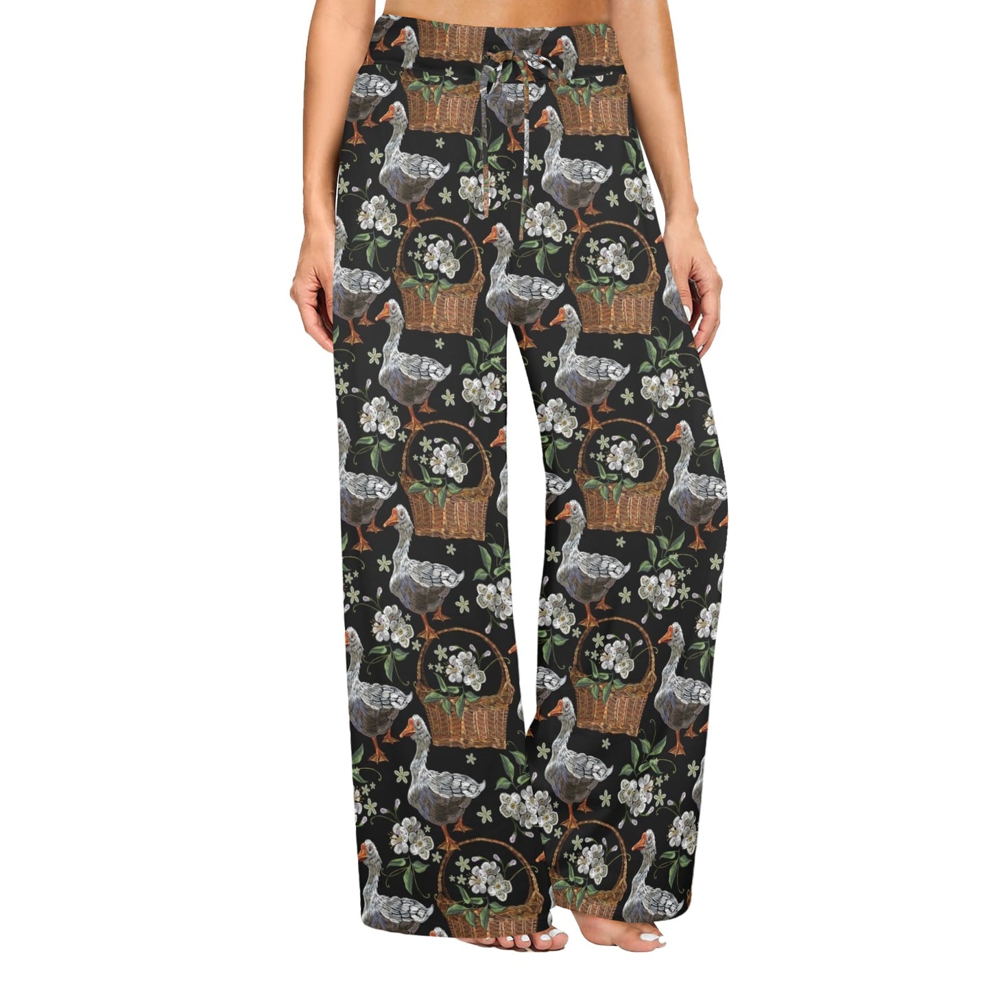 Goose Print Design LKS406 Women's Wide Leg Lounge Pants