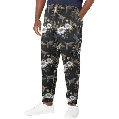 Hummingbird with Embroidery Themed Print Men's Casual Track Pants