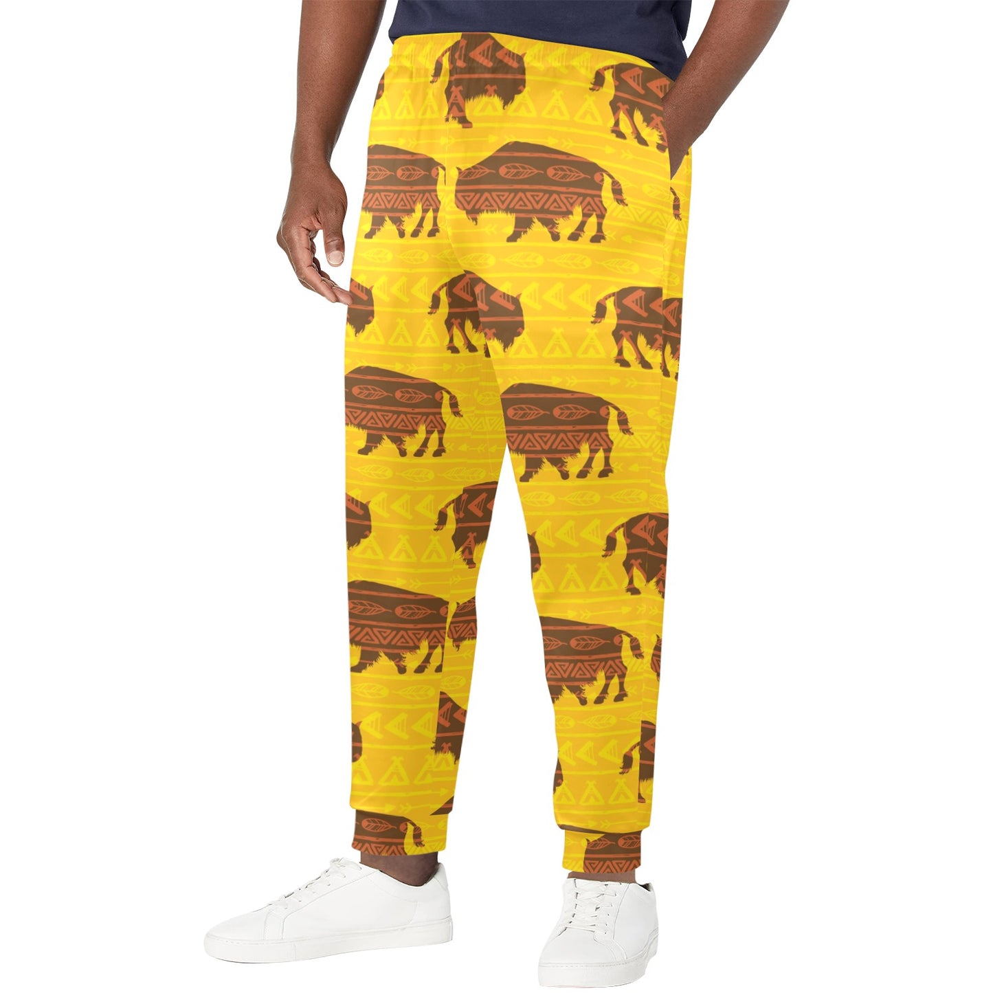 Bison Native Pattern Print Design 01 Men's Casual Track Pants