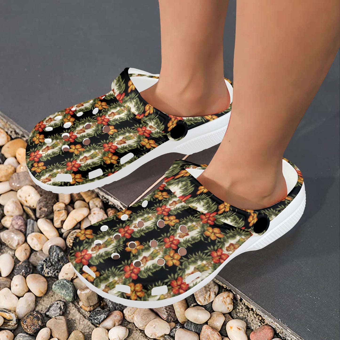 Hawaiian Flower Hula Hibiscus Print Unisex Clogs Shoes